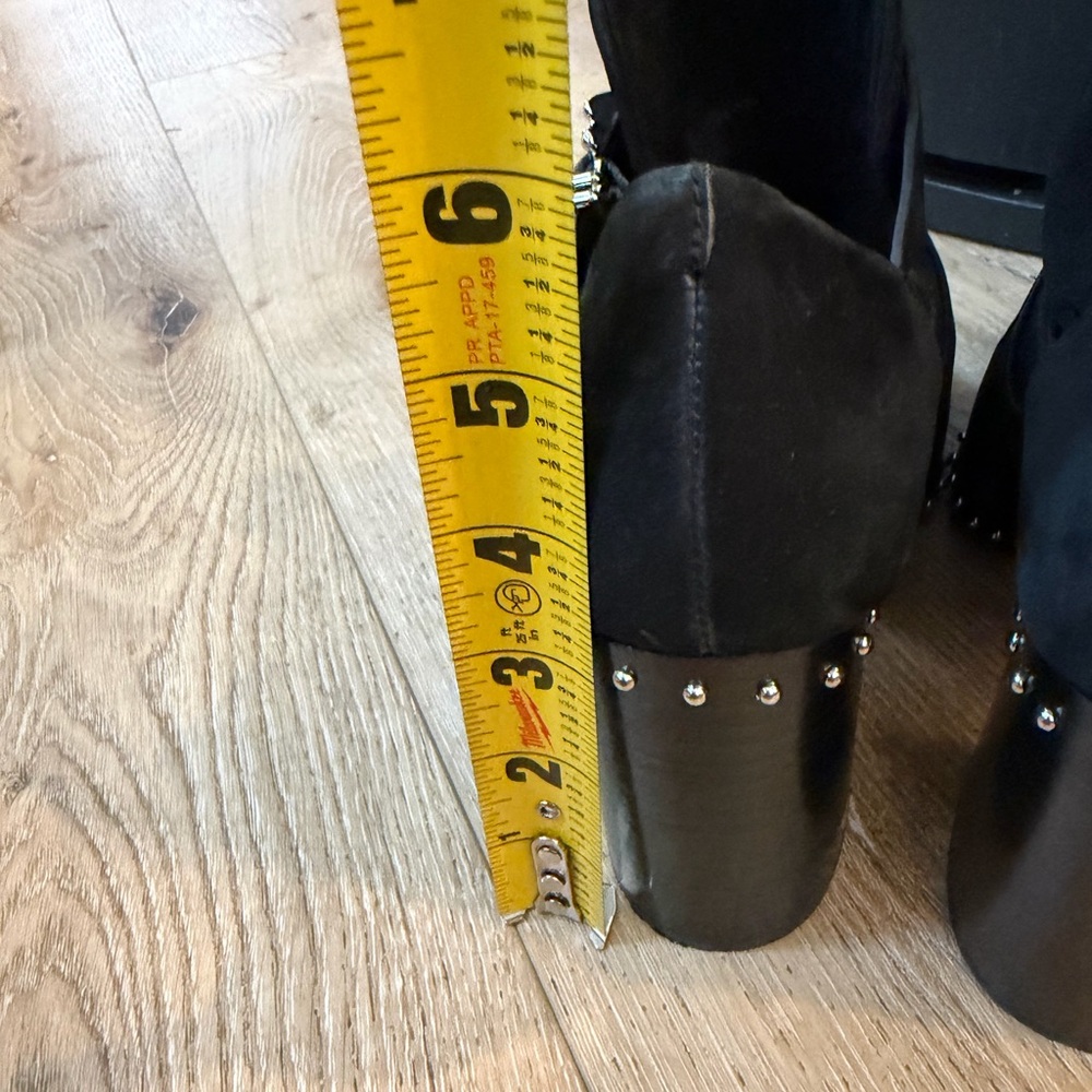 Gianni Bini Decie studded black suede moto booties - Picture 9 of 9